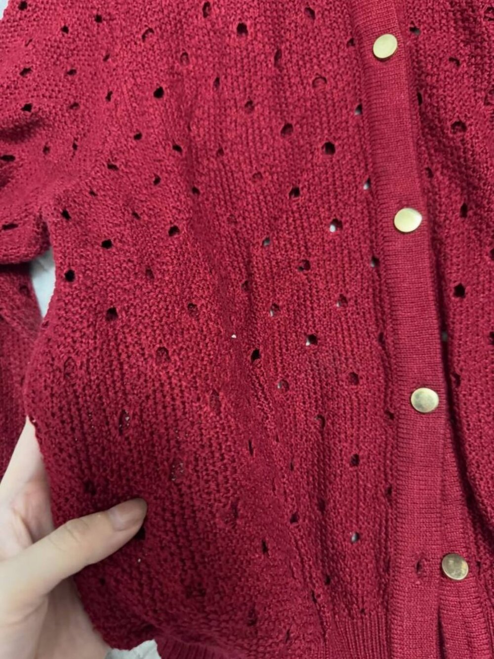 Red Knit Button Cardigan - Picture 2 of 3